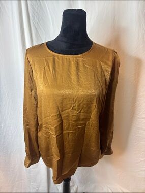 Banana Republic Shimmery Bronze Long-Sleeve Crewneck Top